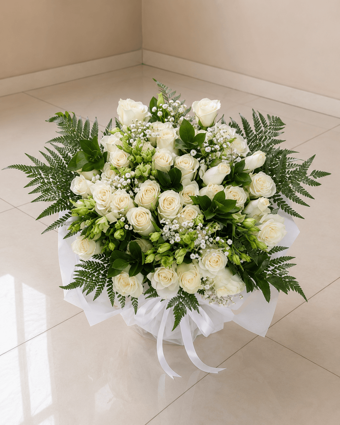 Pure White Rose Garden Bouquet