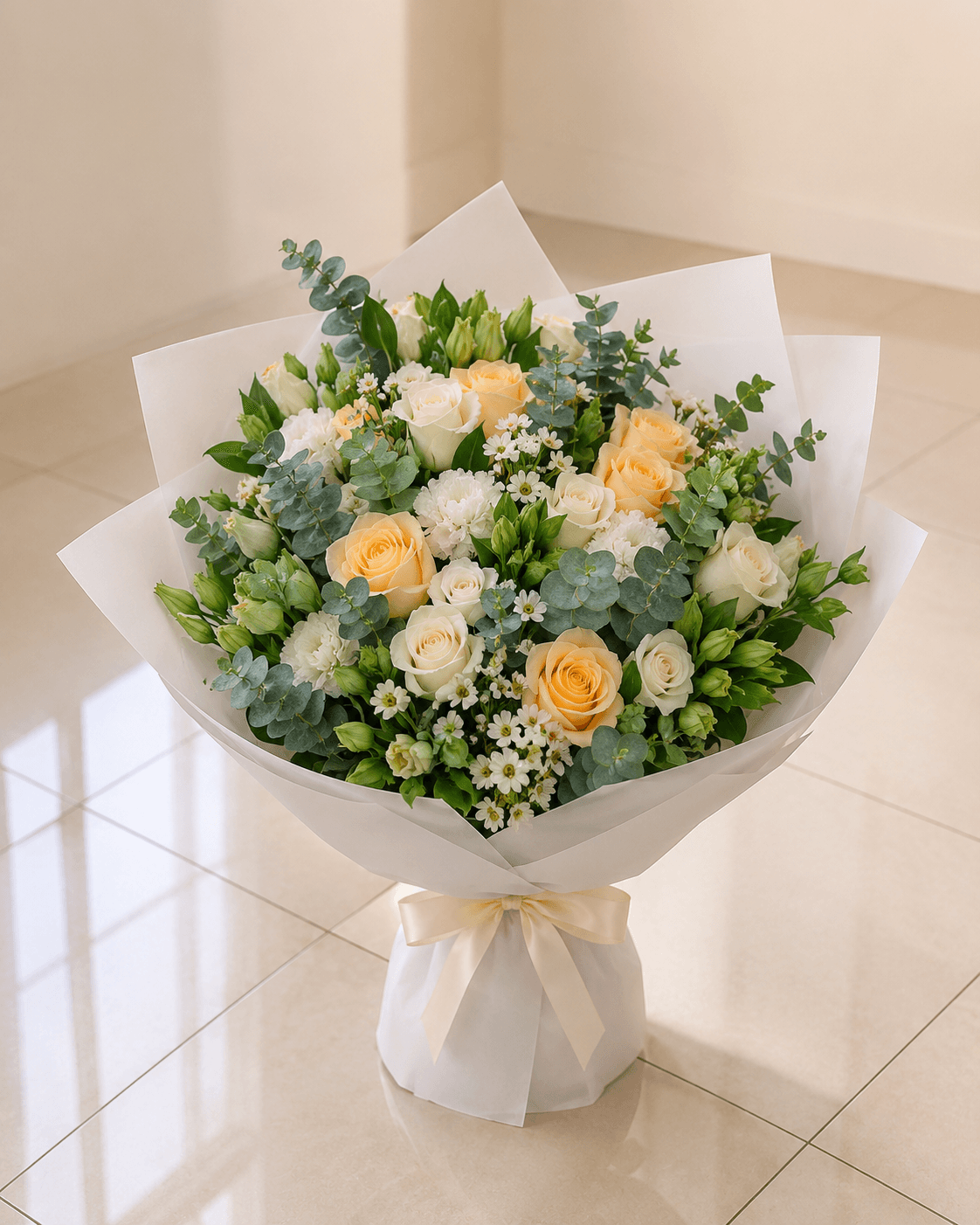 Peach Ivory Garden Bouquet